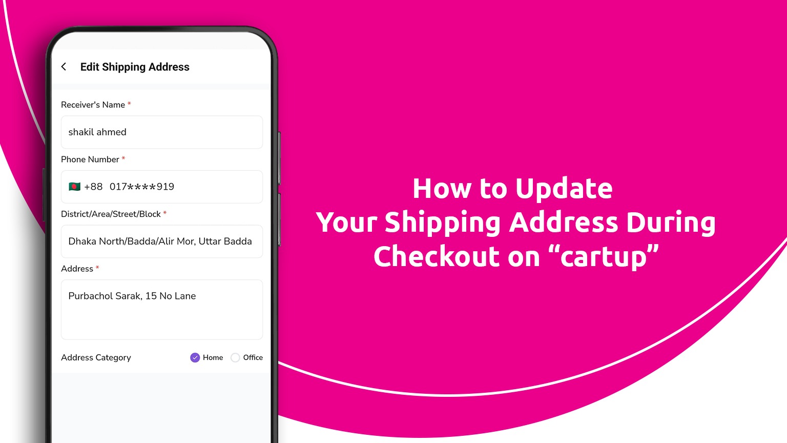 How to edit delivery address on cartup during checkout